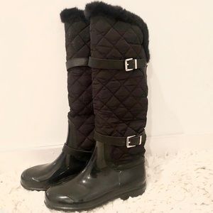 MICHAEL KORS Fulton Quilted Fur Rain Boot Black